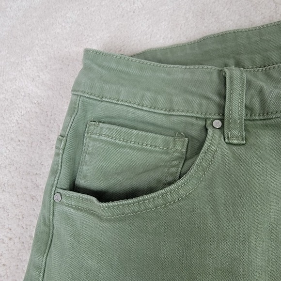 RISEN NEW Women's 1XL Olive High Rise Wide Leg Distressed Raw Hem Denim Jeans - Picture 7 of 12